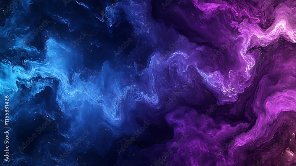 Fototapeta premium Dynamic Abstract Digital Painting: Vividly Swirling Blue and Purple Hues. AI Generated