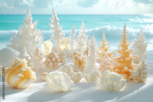 Seashell Forest on Tropical Beach photo