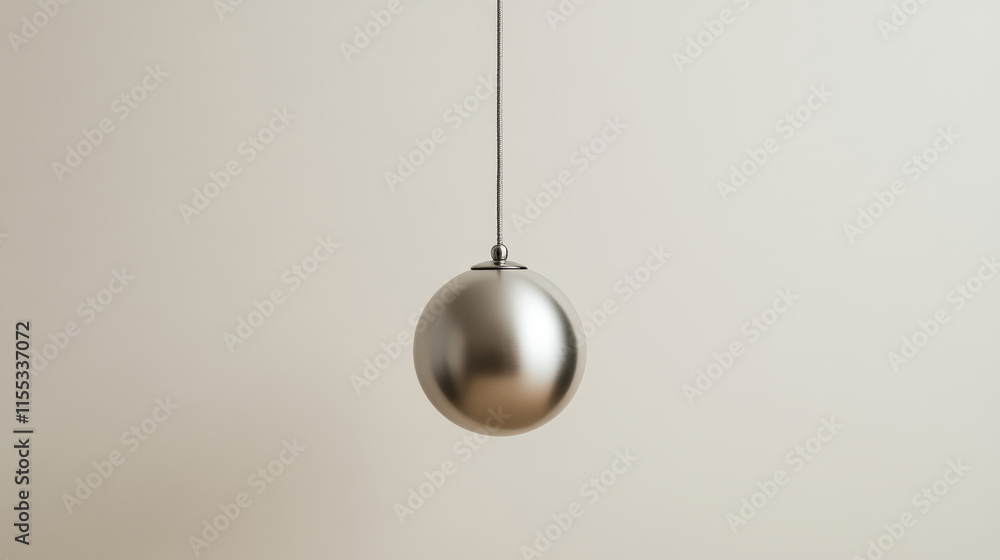 Minimalist wide-angle photo of a pendulum swinging slightly, capturing vibration in motion, set against a clean, neutral background Minimalist wide-angle photo of a pendulum swinging slightly, capturing vibration in motion, set against a clean, neutral background