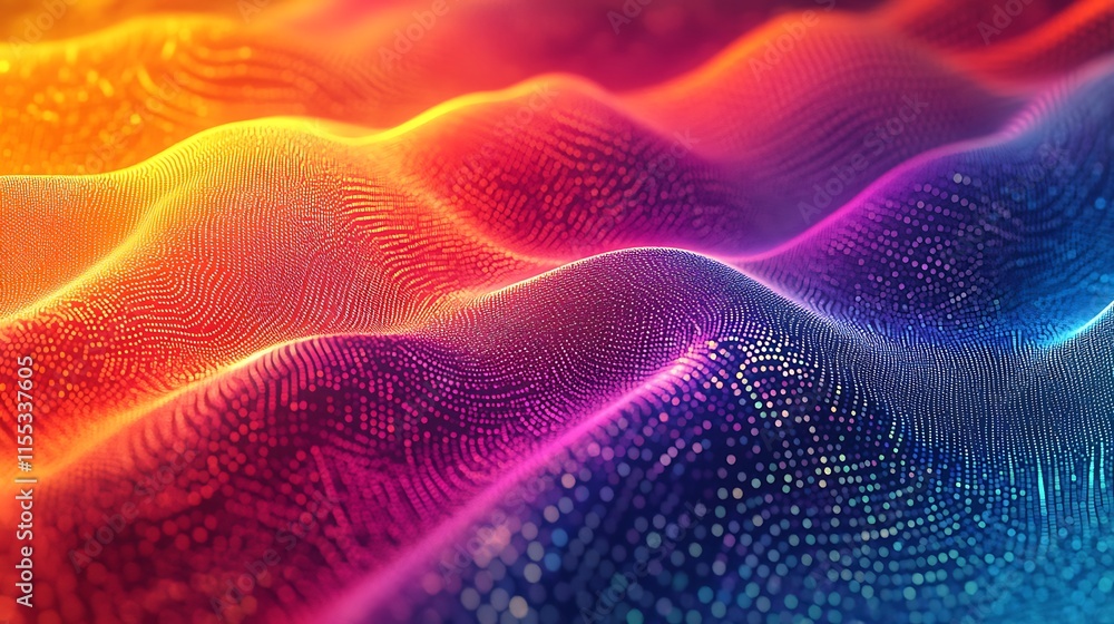 Fototapeta premium Vibrant 3D Render: Abstract Colorful Waves. AI Generated