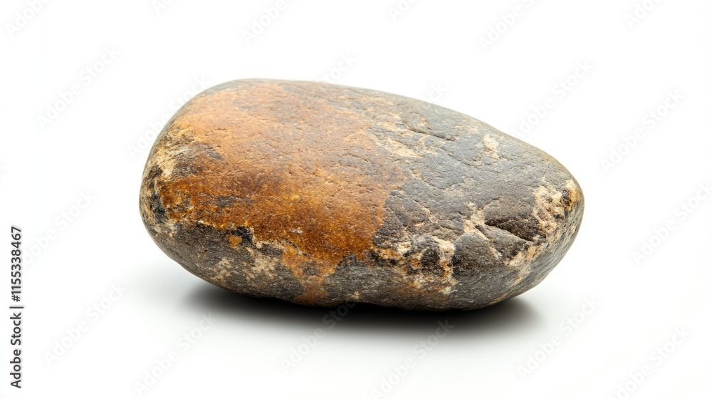 Small brown stone with a textured surface isolated on a white background for nature and geology themed projects. Small brown stone with a textured surface isolated on a white background for nature and geology themed projects.