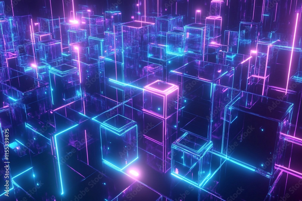 Obraz premium Abstract representation of cryptocurrency blockchain
