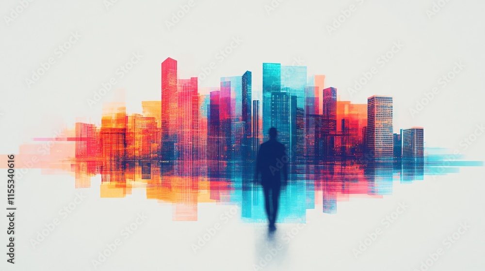 Fototapeta premium Digital transformation driven by integration and modernization, a smart city with interconnected transport.