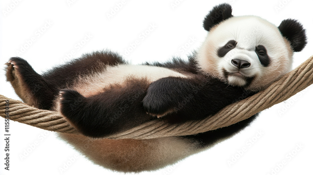Obraz premium sleeping giant panda on white background