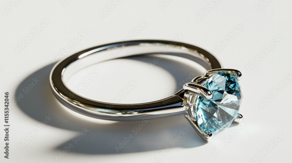 Elegant silver engagement ring with heart-shaped blue gemstone in prong setting Elegant silver engagement ring with heart-shaped blue gemstone in prong setting