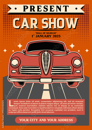 CAR SHOW POSTER DESIGN VECTOR ILLUSTRATION