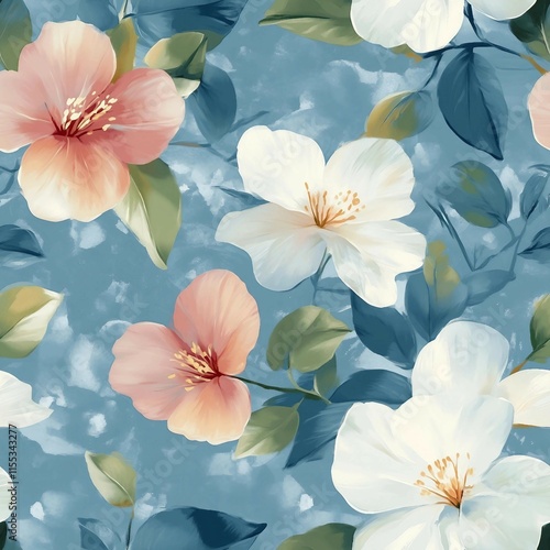 Abstract flower blooming design. Pattern with floral seamless. Grunge textured abstract art vector with flower and plants in watercolor style.