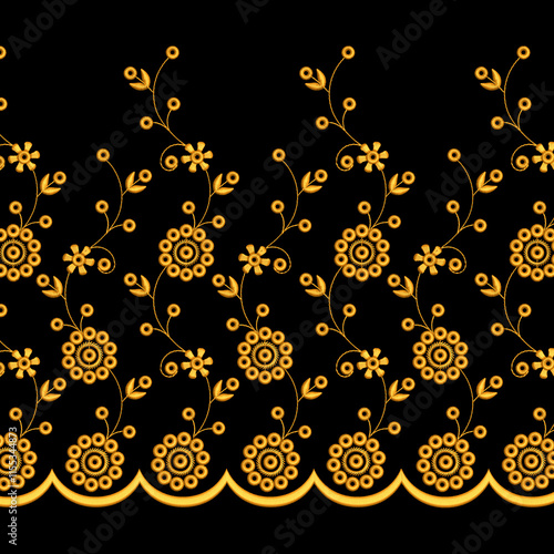 Embroidery border laces seamless patterns design for digital and textile print on fabric.