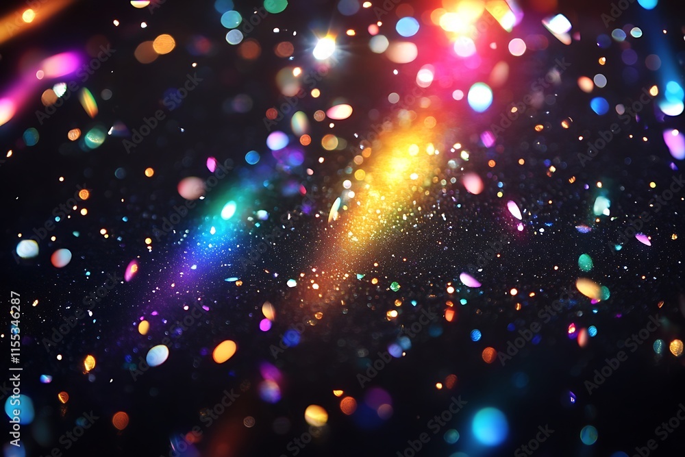 Fototapeta premium Beautiful iridescent light on black background