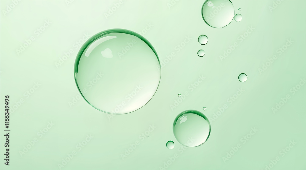 Light Green Background with Water Drops for Organic and Eco-Friendly Skincare. Abstract Texture, Beauty, Cosmetics, SPA and Wellness Concept. Light Green Background with Water Drops for Organic and Eco-Friendly Skincare. Abstract Texture, Beauty, Cosmetics, SPA and Wellness Concept.