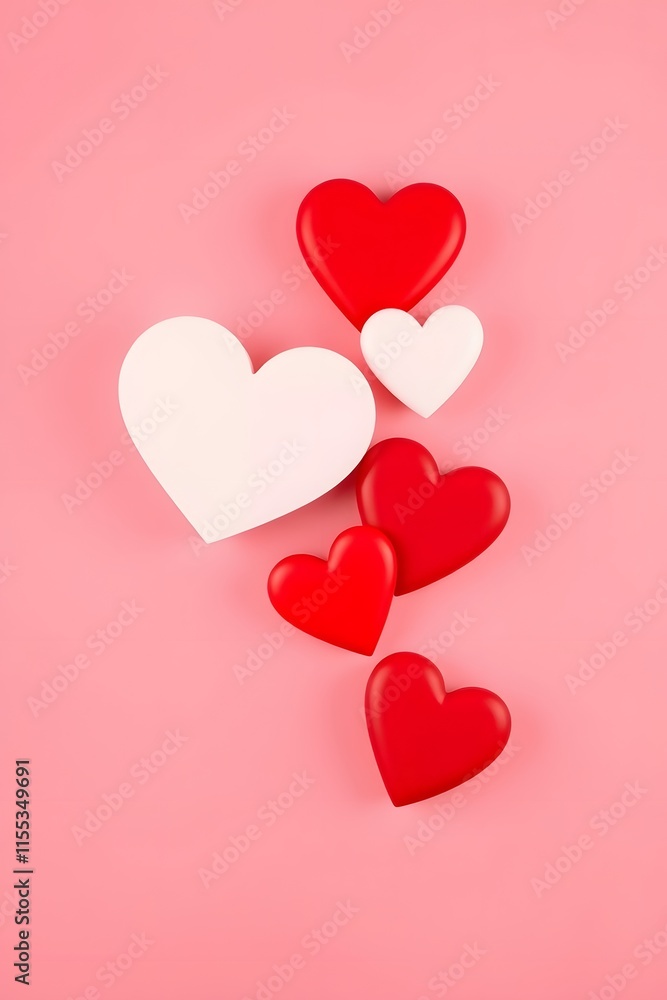 Red hearts on a pink background make a perfect Valentines Day greeting card or romantic social media post. Great for celebrating love. Red hearts on a pink background make a perfect Valentines Day greeting card or romantic social media post. Great for celebrating love.
