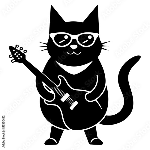 black cat with guitar