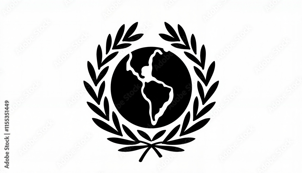 Obraz premium Silhouette of the earth surrounded by laurel branches