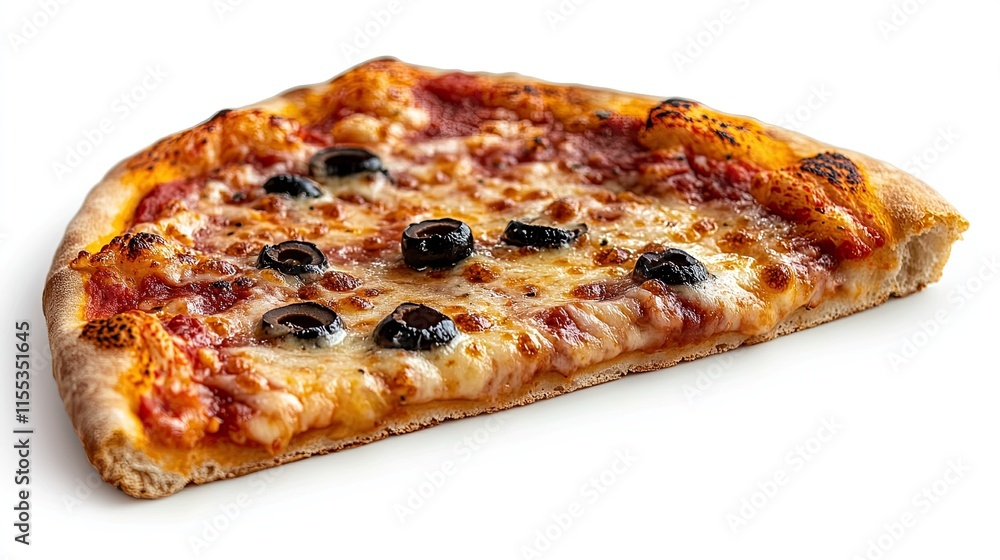 Slice of pizza with olives, isolated on a transparent background, showcasing a savory treat. Slice of pizza with olives, isolated on a transparent background, showcasing a savory treat.