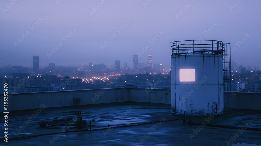 Stark vegan message on urban rooftop water tower Stark vegan message on urban rooftop water tower