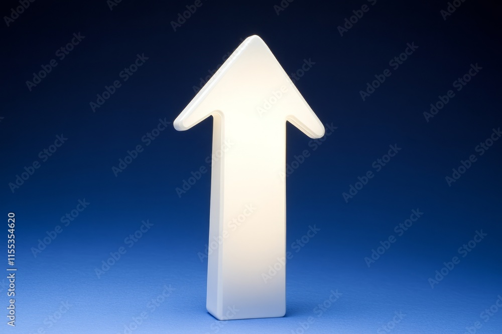 A white arrow pointing upwards on a blue background A white arrow pointing upwards on a blue background