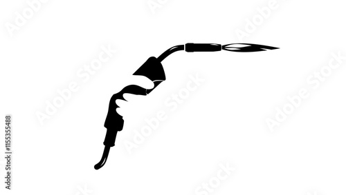 Welding Machine in hand , black isolated silhouette