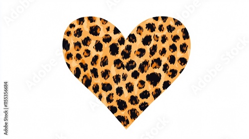 Heart Shaped Cheetah Shirt Pattern Background with Leaves photo