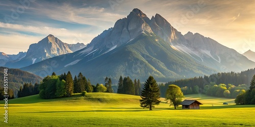 Bavarian Alps: Krün and Mittenwald's Buckelwiesen, a minimalist photographic masterpiece. photo