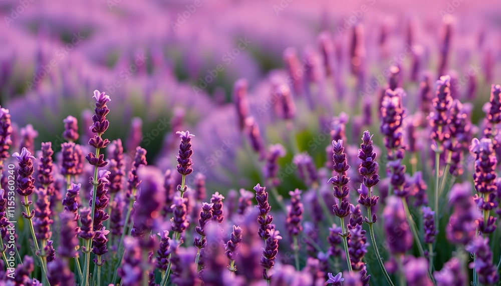 Obraz premium Vibrant Lavender Field in Soft Sunlight