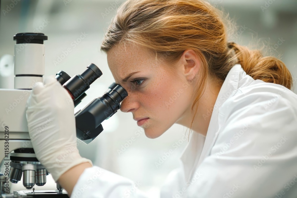 Fototapeta premium Scientist working in a laboratory, focused on research.