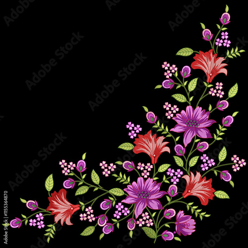 Embroidery border laces seamless patterns design for digital and textile print on fabric.