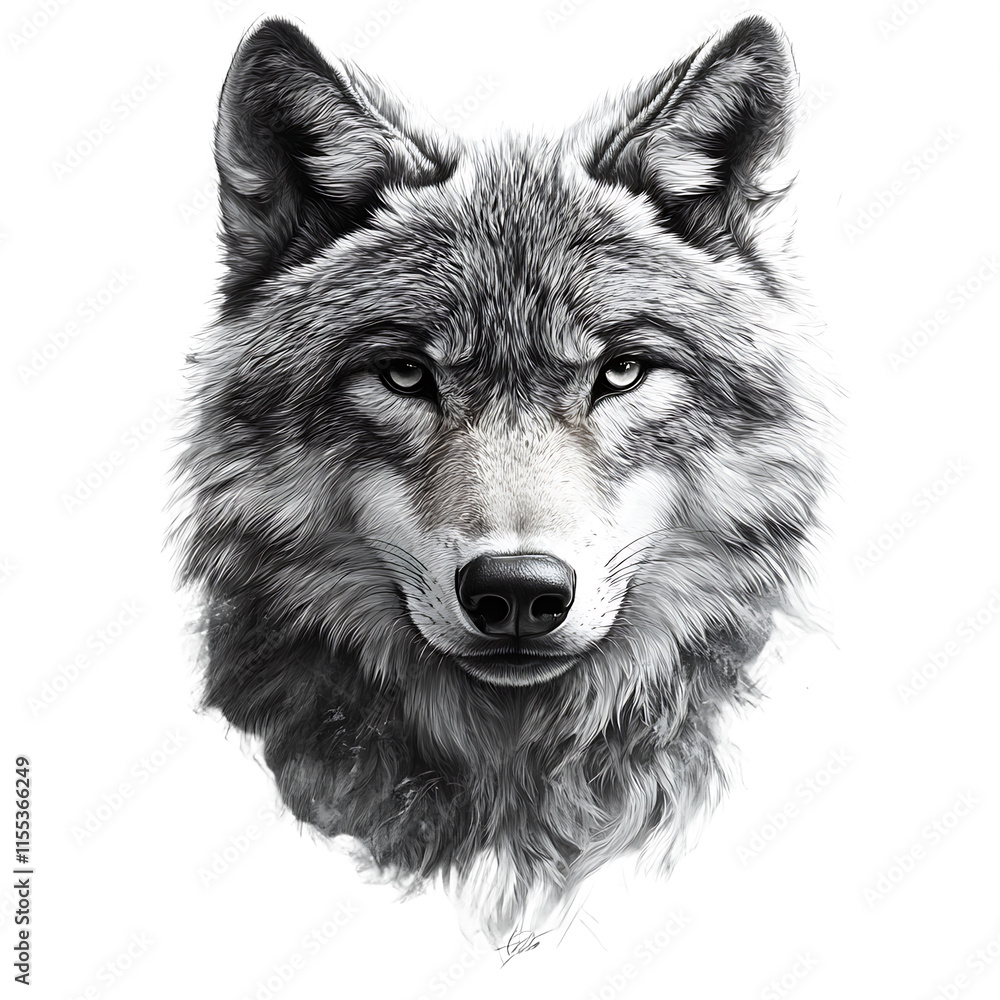 Fototapeta premium Realistic illustration wolf artistic head style isolated on transparent background