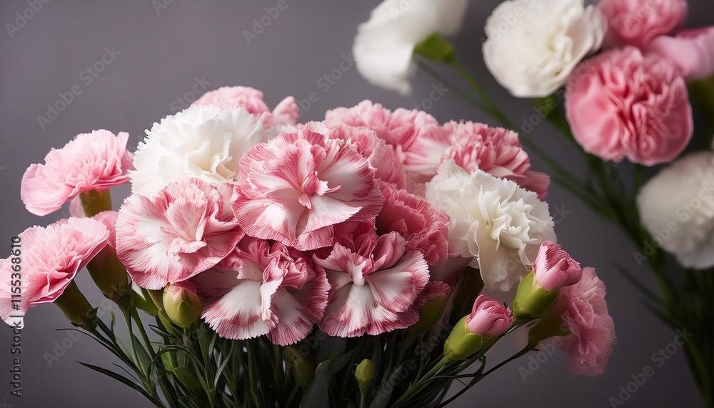 Fototapeta premium pink and white blooming gillyflower carnation flowers