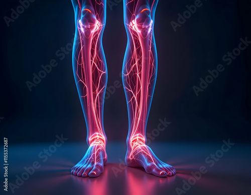 Human Leg Anatomy: Vascular System Visualization