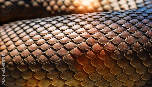 close up of a snake s scales in the sunlight photo