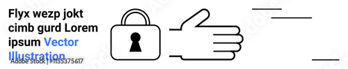 Padlock alongside an outstretched hand and placeholder text, representing partnership, trust, and security. Ideal for business relationships, security services, privacy, data protection, cooperation