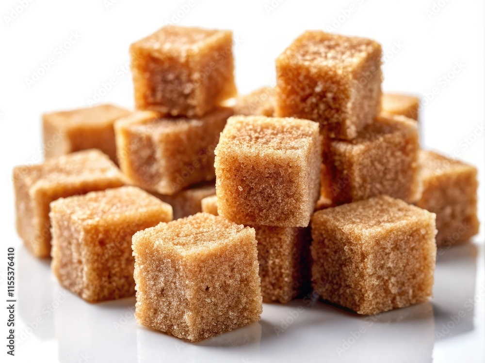 Surreal Brown Sugar Cubes Photography: White Background, Abstract Candy, Sweet Food Image Surreal Brown Sugar Cubes Photography: White Background, Abstract Candy, Sweet Food Image