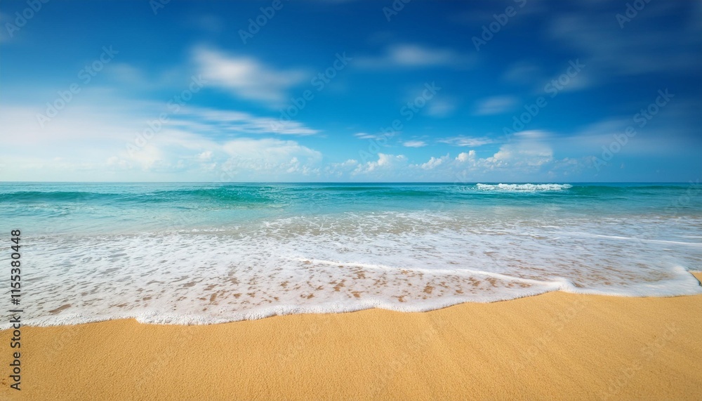 blurred history of tropical seaside with light surf blue sky and golden sand blurred history of tropical seaside with light surf blue sky and golden sand