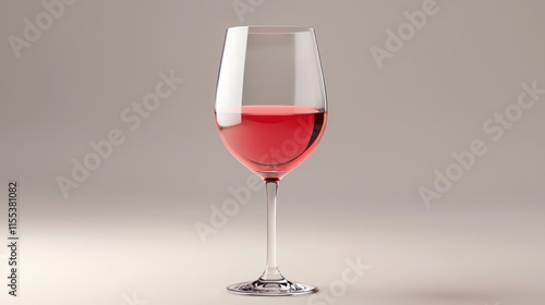 A clear glass of pink wine sits elegantly on a neutral background, showcasing its vibrant color and inviting appeal. photo