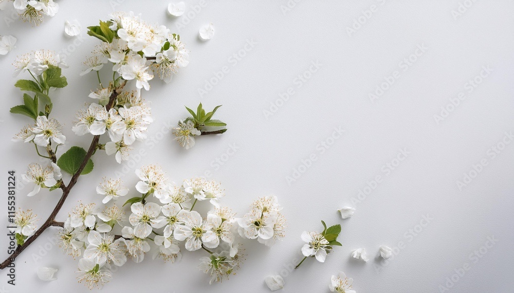 flat lay composition with white spring plants on white historical past flat lay composition with white spring plants on white historical past