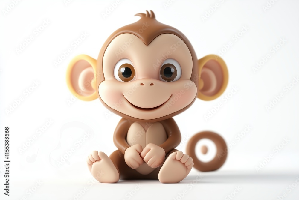 Fototapeta premium cartoon of cute baby monkey on white background