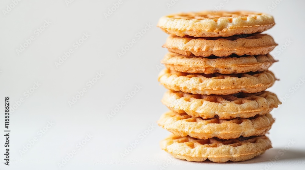 stacked golden waffles arranged neatly on a light background showcasing texture and deliciousness perfect for breakfast or dessert promotions stacked golden waffles arranged neatly on a light background showcasing texture and deliciousness perfect for breakfast or dessert promotions