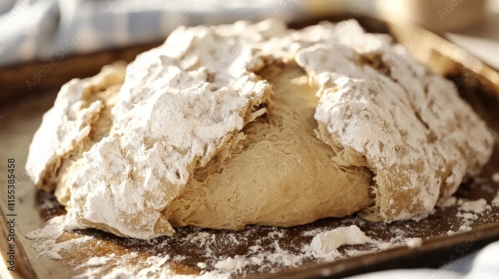 A freshly prepared loaf of dough, ready for baking. A freshly prepared loaf of dough, ready for baking.
