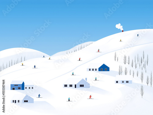 Wallpaper Mural Alpine Excitement: Ski Resort Alive with Winter Activities Torontodigital.ca