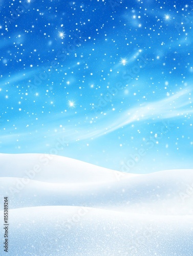 Wallpaper Mural Winter Wonderland Landscape - Serene snowscape, falling snow, clear sky, gentle hills, winter peace. Symbolizes tranquility, purity, serenity, hope, and new beginnings. Torontodigital.ca