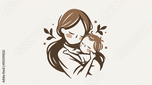 Thin Line Icon of Mother and Child for Web and Mobile Applications