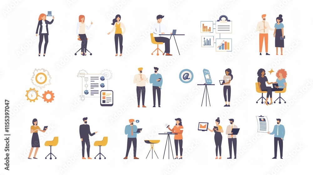 Professional Business Development Concept Vector Illustration for Marketing Strategy Presentation Professional Business Development Concept Vector Illustration for Marketing Strategy Presentation