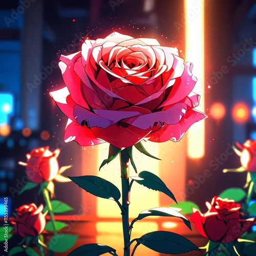 Colorful Rose Floral Art Design – AI-Generated Digital Artwork photo