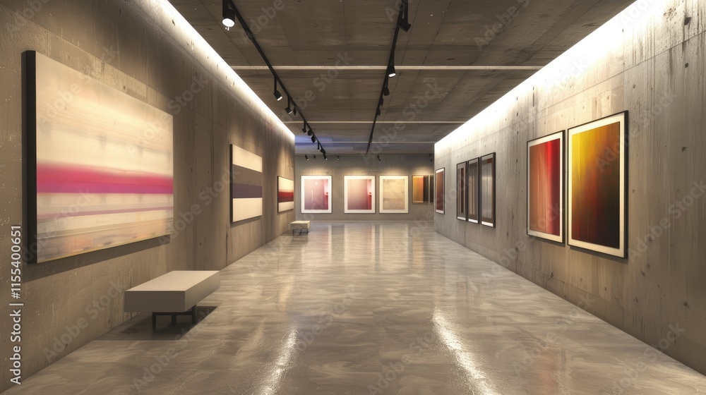 modern art exhibition in a sleek gallery modern art exhibition in a sleek gallery