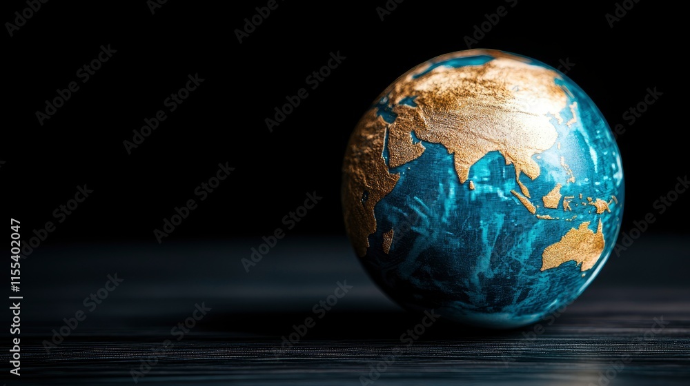 Elegant Gold and Teal Globe on Dark Background Elegant Gold and Teal Globe on Dark Background