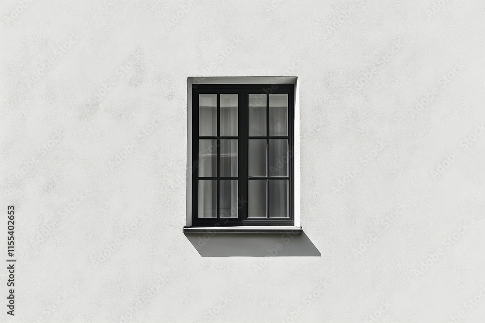 Fototapeta premium A perfectly square window on a blank white wall