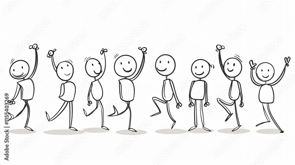 Hand Drawn Stick Man in Various Poses Vector Illustration Hand Drawn Stick Man in Various Poses Vector Illustration