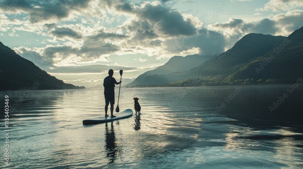 Fototapeta premium “Dog Days on the River: Calm and Content”