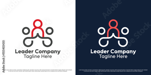 Company leader logo design illustration. Silhouette of person job supervisor financial business management staff professional achievement leadership. Simple icon symbol minimal geometric linear line.