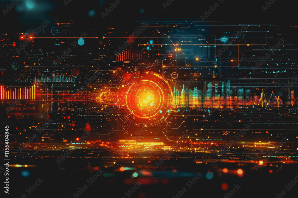 Obraz premium Futuristic Abstract Background Featuring Dynamic Red and Blue Light Patterns Creating a Vibrant and Energetic Atmosphere Perfect for Modern Technology and Creative Design Projects